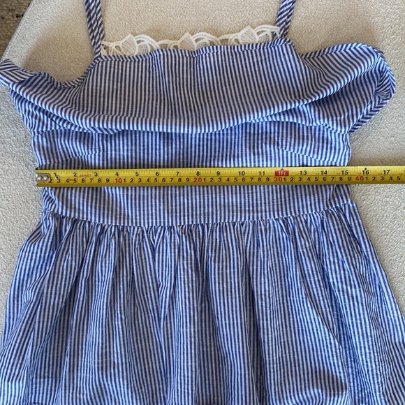 Zara Basic Tiered Chambray Striped Lace Eyelet Sleeveless top XS - Picture 11 of 11